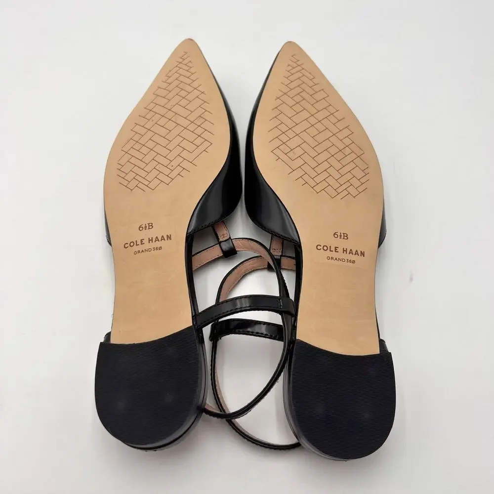 Cole Haan Womens Marlah T-Strap Heels Size 6.5 B Black Leather NWOB